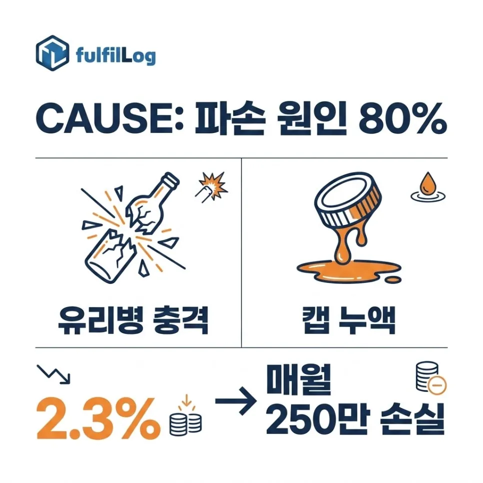 코스메틱 도착지 깨짐 주요 원인 설명 이미지