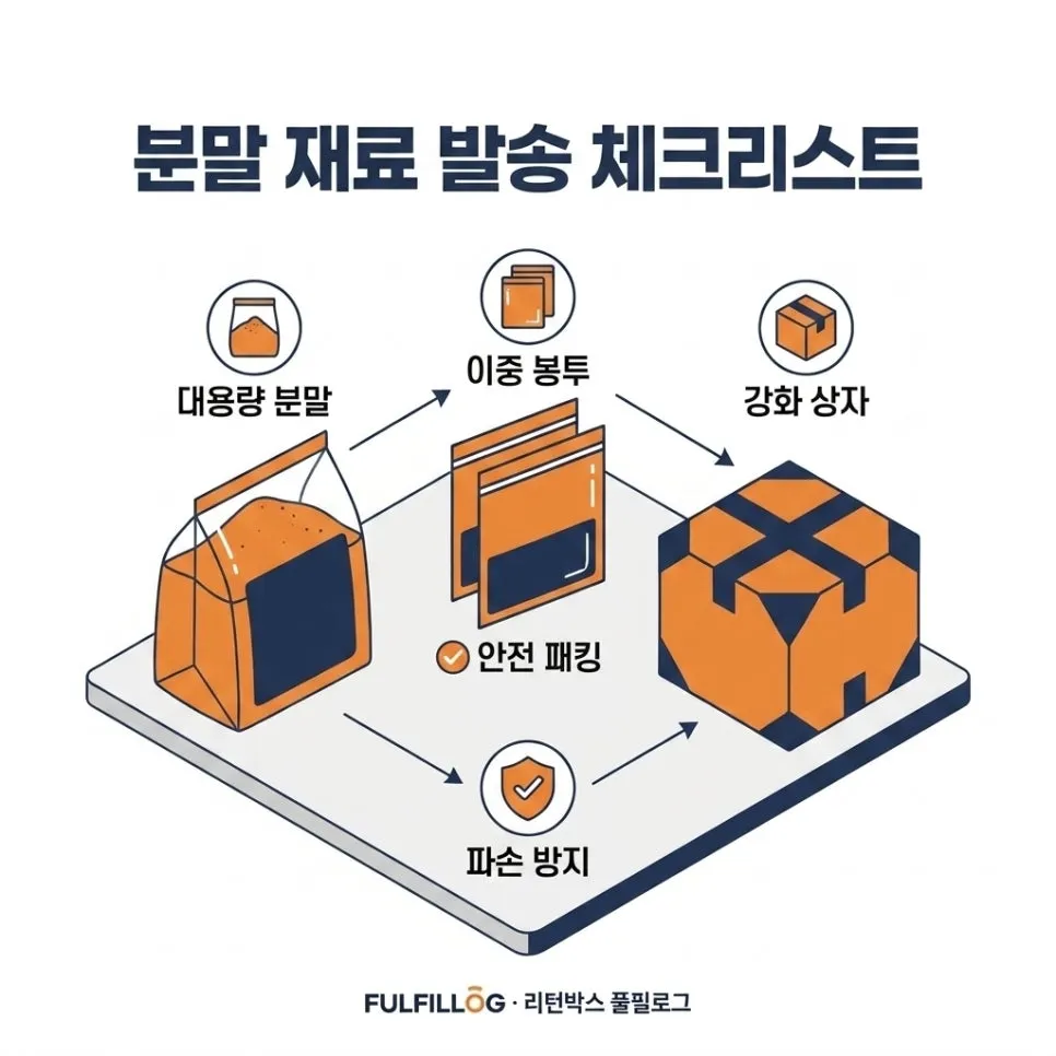 분말 재료 발송 체크리스트 설명 이미지