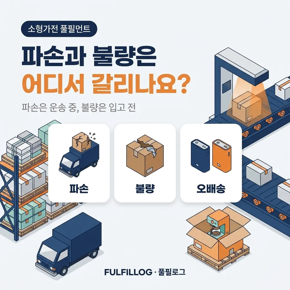 소형가전 풀필먼트, 파손과 불량은 어디서 갈리나요? 설명 이미지